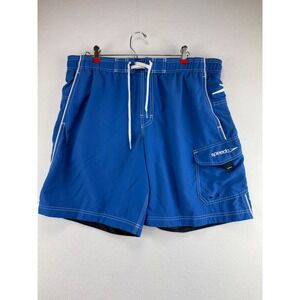 Speedo Mens Swim Trunks Royal Blue Cargo Pocket Board Shorts Medium